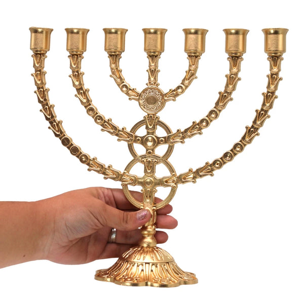 Candelabro Castiçal Menorah Dourado Grande