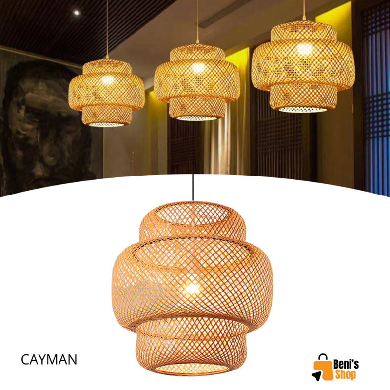 Lustre Luminária Pendente Artesanal de Bambu Moderno