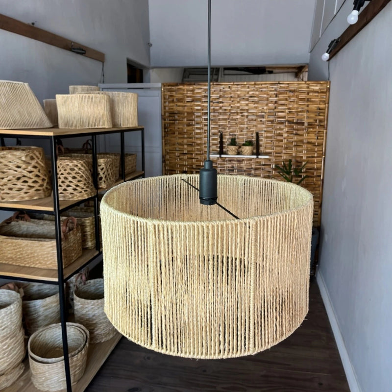 Lustre Boho de Palha e Sisal – Fiação Bivolt Grande