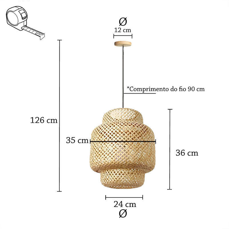 Pendente De Palha Rustico Artesanal Fibra Natural