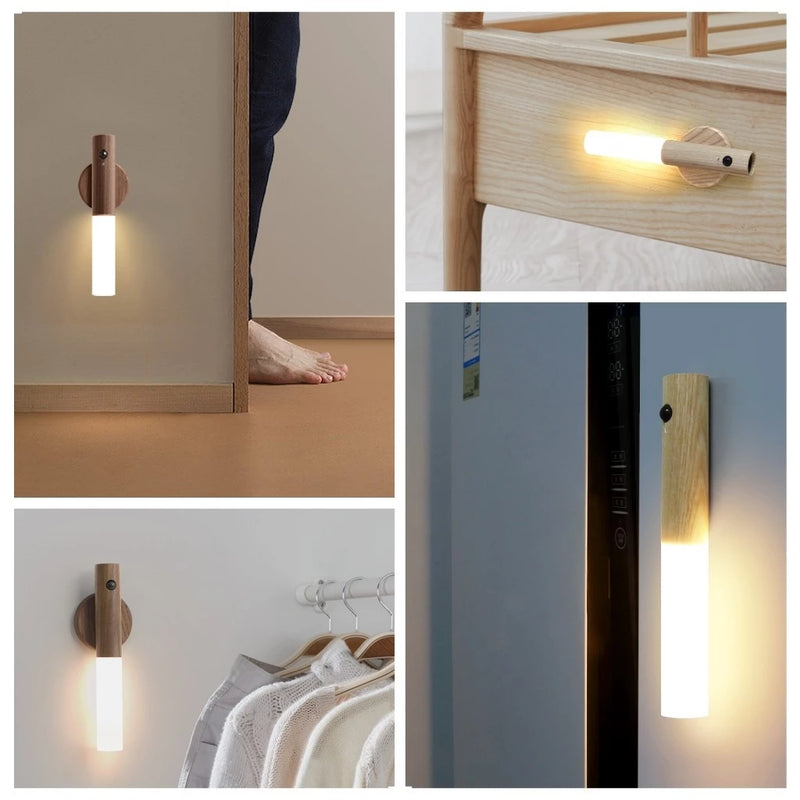 LumeWood - Luminária Led Recarregável com Sensor de Movimento