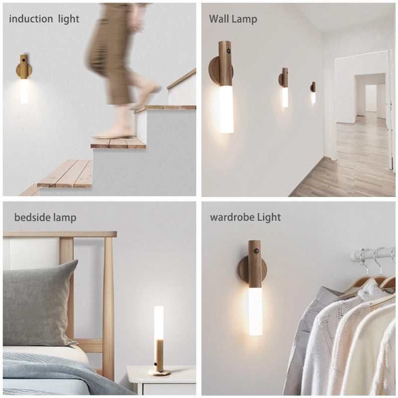 LumeWood - Luminária Led Recarregável com Sensor de Movimento